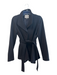 Reiss Size S Black Wool Blend Button Down Long Sleeve Belted Jacket Black / S