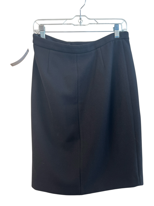 Reiss Size 8 Black Polyester Side Zip Button Detail Knee Length Front Slit Skirt Black / 8