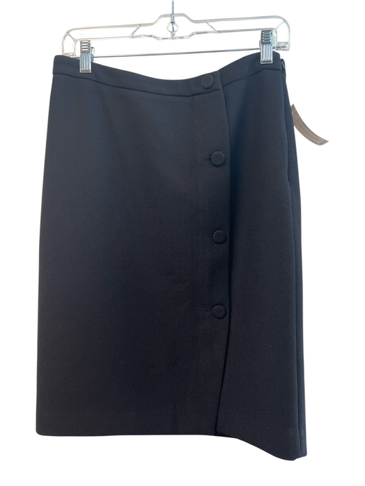 Reiss Size 8 Black Polyester Side Zip Button Detail Knee Length Front Slit Skirt Black / 8
