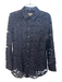 Burberry Size 12 Navy No Fabric Tag Lace Collared Button Up Long Sleeve Top Navy / 12