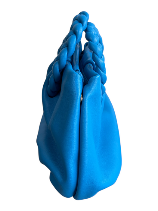 Hereu Blue Leather Cross Body Braided Top Handle Magnetic Clasp Bag Blue / Mini