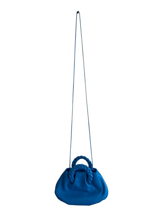 Hereu Blue Leather Cross Body Braided Top Handle Magnetic Clasp Bag Blue / Mini