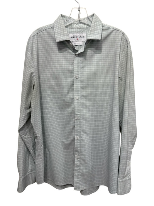 Mizzen + Main Size L White & Green Polyester Grid Button Down Long Sleeve Shirt White & Green / L