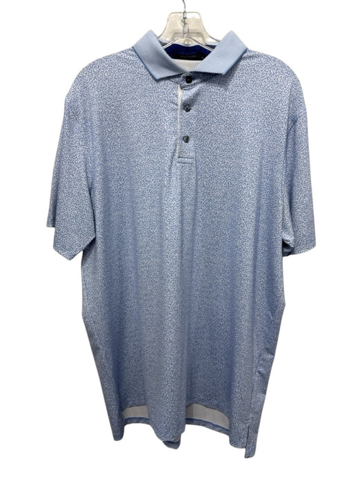 Greyson Size L Blue & White Polyester Abstract Polo Men's Short Sleeve Blue & White / L
