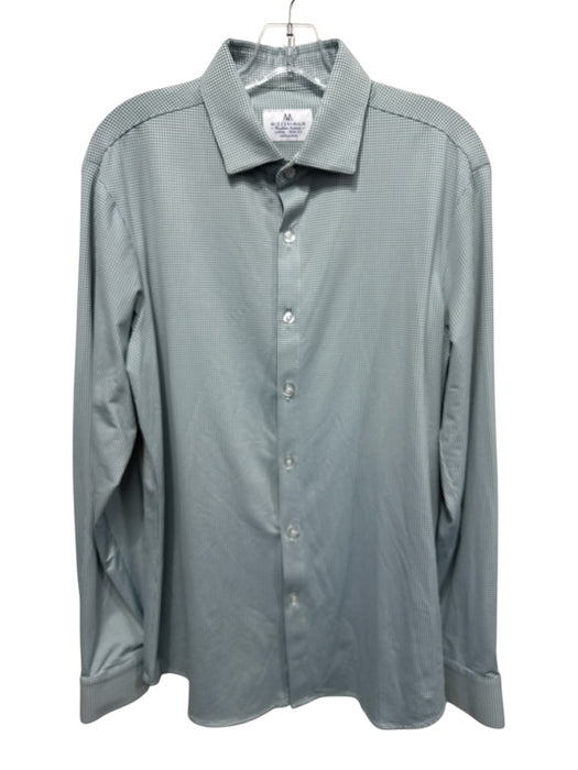 Mizzen + Main Size L Green & White Nylon Blend Gingham Men's Long Sleeve Shirt Green & White / L