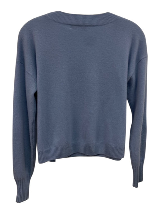 Intermix Size P Light Blue Cashmere Knit V Neck Cropped Pullover Sweater Light Blue / P
