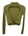 Dion Lee Size 6 Green Rayon & Nylon Long Sleeve Rib Knit Mock Neck Open Back Top Green / 6