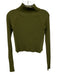 Dion Lee Size 6 Green Rayon & Nylon Long Sleeve Rib Knit Mock Neck Open Back Top Green / 6