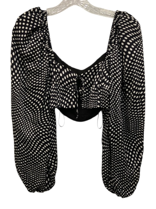 For Love & Lemons Size S Black & White Ecovero & Viscose Long puff sleeve Top Black & White / S