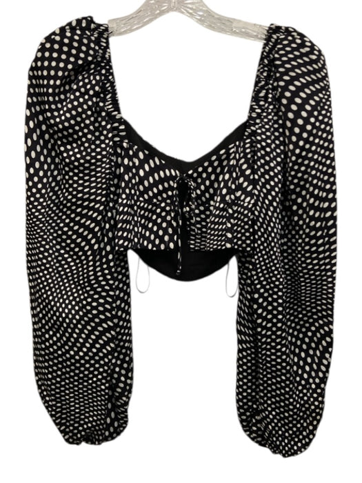 For Love & Lemons Size S Black & White Ecovero & Viscose Long puff sleeve Top Black & White / S