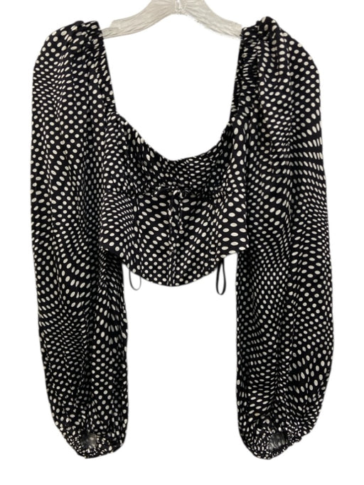For Love & Lemons Size S Black & White Ecovero & Viscose Long puff sleeve Top Black & White / S