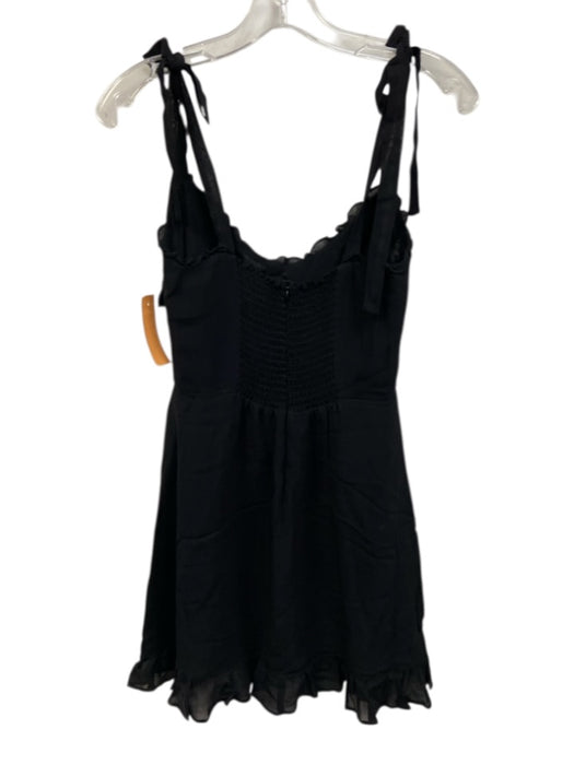 Reformation Size 6 Black Viscose Sleeveless Bustier neckline Ruffle Mini Dress Black / 6