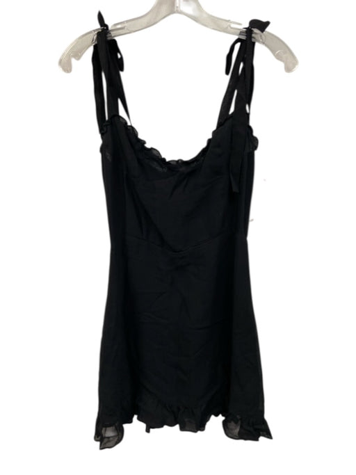 Reformation Size 6 Black Viscose Sleeveless Bustier neckline Ruffle Mini Dress Black / 6