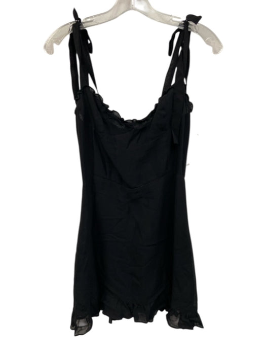 Reformation Size 6 Black Viscose Sleeveless Bustier neckline Ruffle Mini Dress Black / 6