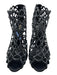 Sergio Rossi Shoe Size 38.5 Black & Gunmetal Leather Rhinestone Peep Toe Booties Black & Gunmetal / 38.5