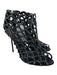 Sergio Rossi Shoe Size 38.5 Black & Gunmetal Leather Rhinestone Peep Toe Booties Black & Gunmetal / 38.5