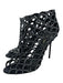 Sergio Rossi Shoe Size 38.5 Black & Gunmetal Leather Rhinestone Peep Toe Booties Black & Gunmetal / 38.5
