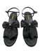 Chanel Shoe Size 41 Black Silk crystal cc Bow Ankle Strap Block heel Sandals Black / 41