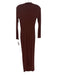 Club L Size 4 Brown Polyester Blend Jersey Long Sleeve Gold Buckle Sheath Dress Brown / 4