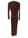 Club L Size 4 Brown Polyester Blend Jersey Long Sleeve Gold Buckle Sheath Dress Brown / 4