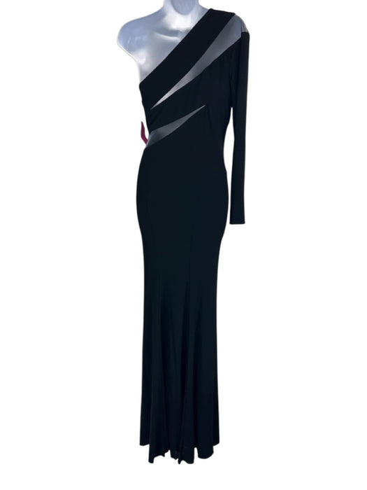 Ieena for Mac Duggal Size 4 Black Polyester One Shoulder Long Sleeve Dress Black / 4