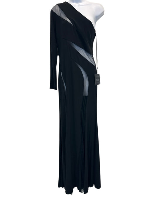 Ieena for Mac Duggal Size 4 Black Polyester One Shoulder Long Sleeve Dress Black / 4