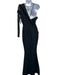 Alieva Size S Black Rayon Blend One Shoulder Long Sleeve Side Zip Maxi Dress Black / S