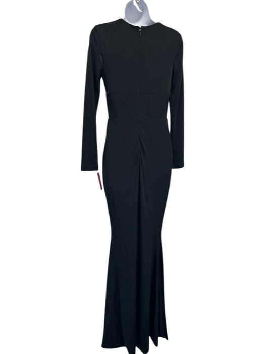Alieva Size S Black Rayon Blend Long Sleeve Cut Out bustier Maxi Dress Black / S