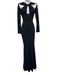 Alieva Size S Black Rayon Blend Long Sleeve Cut Out bustier Maxi Dress Black / S