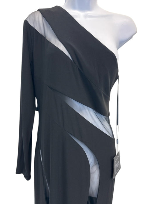 Ieena for Mac Duggal Size 4 Black Polyester One Shoulder Long Sleeve Dress Black / 4