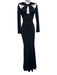 Alieva Size S Black Rayon Blend Long Sleeve Cut Out bustier Maxi Dress Black / S