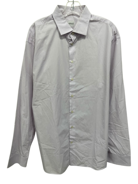 Armani Size L Purple & White Cotton Striped Button up Men's Long Sleeve Shirt Purple & White / L