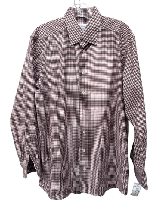 Eton Size L Red & Brown Cotton Plaid Button up Men's Long Sleeve Shirt Red & Brown / L
