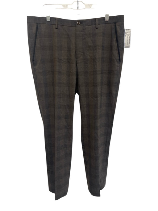 Boss Size 36R Brown & Black Virgin Wool Blend Plaid Men's Pants Brown & Black / 36R