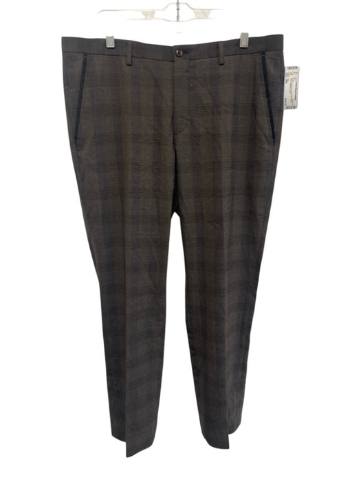 Boss Size 36R Brown & Black Virgin Wool Blend Plaid Men's Pants Brown & Black / 36R