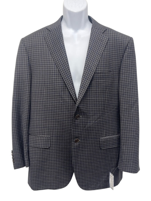 Canali Blue & Gray Wool Plaid 2 Button Men's Blazer Blue & Gray / 36