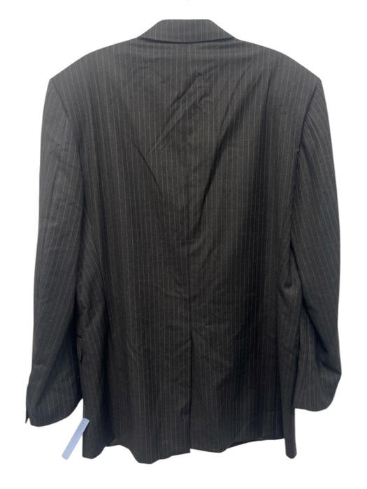 Hickey Freeman Gray & White Wool Striped 2 Button Men's Suit Gray & White / Est XL