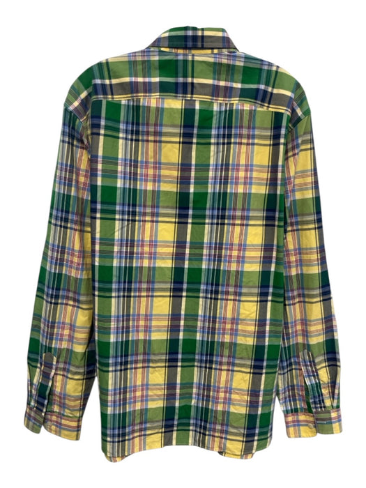 Polo Size XL Green & Multi Cotton Plaid Button Down Men's Long Sleeve Shirt Green & Multi / XL
