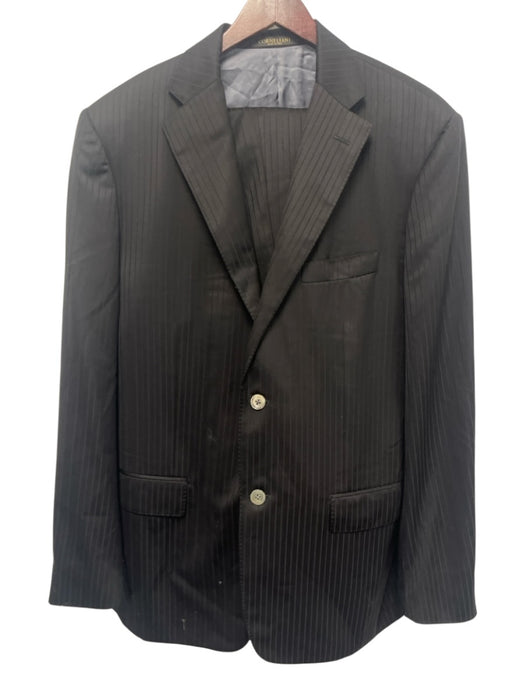 Corneliani Black Wool Striped 2 Button Men's Suit Black / 54