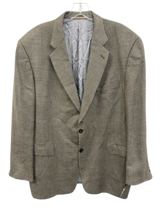 Burberry London Black & Gray Silk Blend Houndstooth 2 Button Men's Blazer Black & Gray / 46R