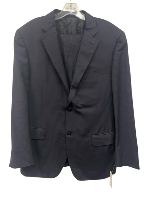 Canali Navy Blue Wool Striped 2 Button Men's Suit Navy Blue / 54