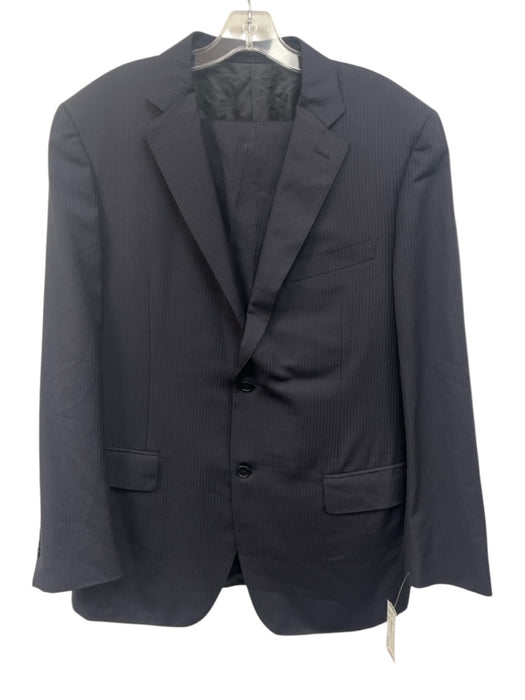 Canali Navy Blue Wool Striped 2 Button Men's Suit Navy Blue / 54