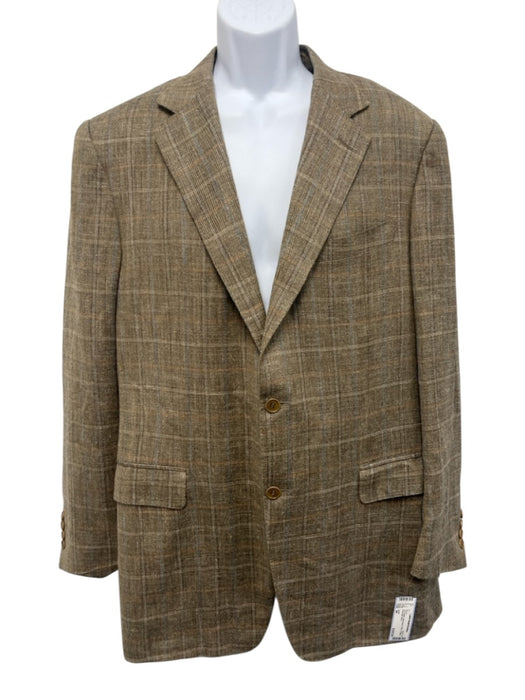 Canali Tan & Multi Wool Blend Plaid 2 Button Men's Blazer Tan & Multi / 54