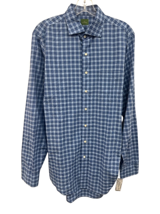 Sid Mashburn Size M Blue & Light Blue Cotton Plaid Button Down Long Sleeve Shirt Blue & Light Blue / M