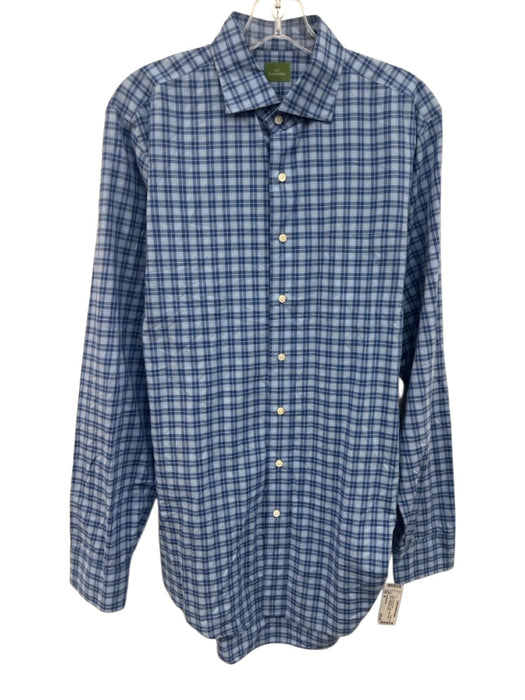 Sid Mashburn Size M Blue & Light Blue Cotton Plaid Button Down Long Sleeve Shirt Blue & Light Blue / M