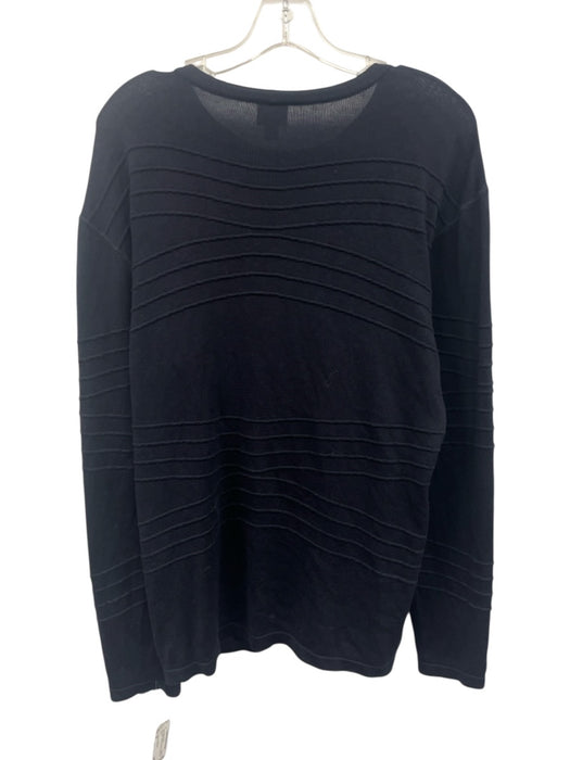 Armani Collezioni Size M Navy Blue Silk Crewneck Men's Long Sleeve Shirt Navy Blue / M