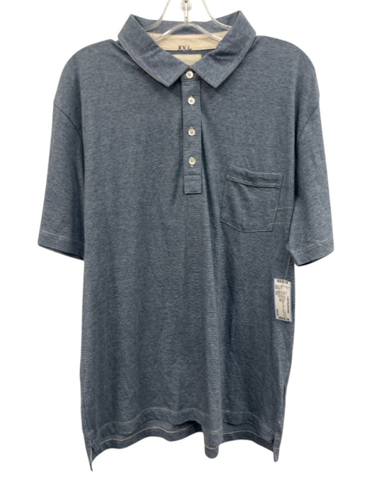 Billy Reid NWT Size XXL Blue & White Cotton Striped Polo Men's Short Sleeve Blue & White / XXL