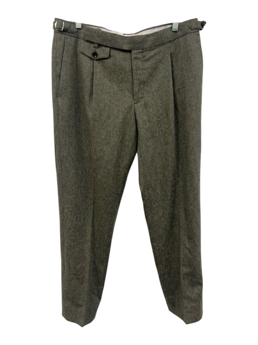 Suitsupply Size 52 Olive Green Wool Solid Men's Pants Olive Green / 52