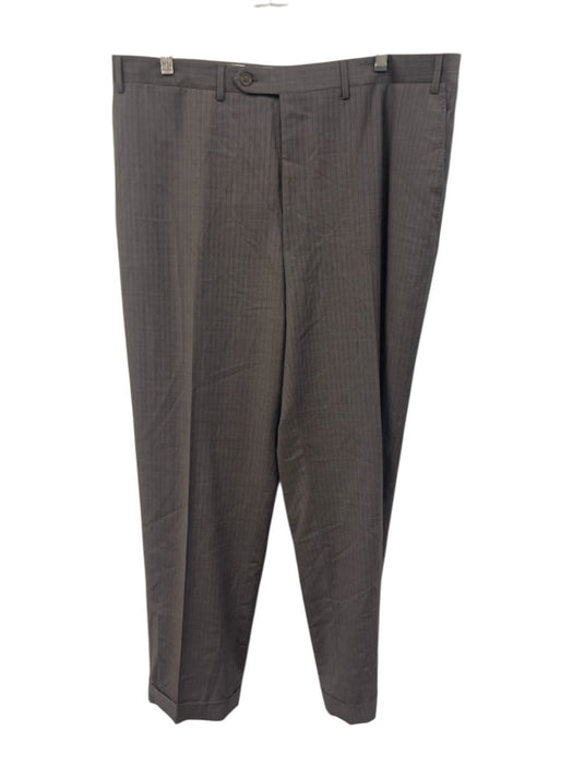 Canali Size 56 Brown & Blue Wool Plaid Men's Pants Brown & Blue / 56