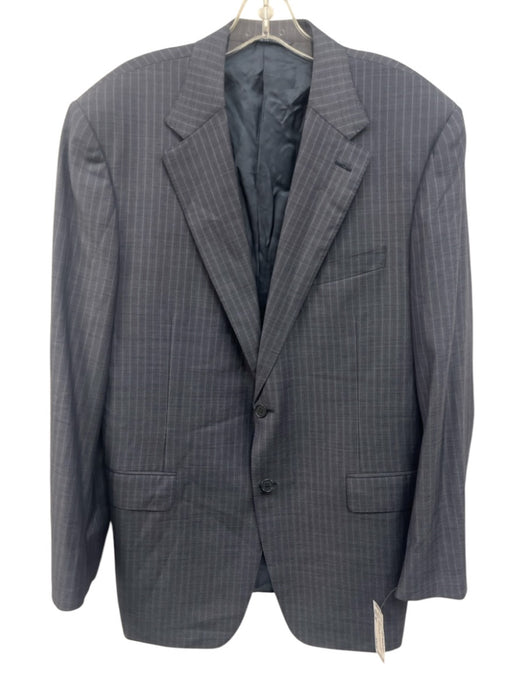 Canali Blue & Gray Wool Striped 2 Button Men's Suit Blue & Gray / 54